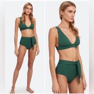 NWT EBERJEY Pique Nina High Waisted TIE BELT Bikini Bottom BOTTOMS ONLY L